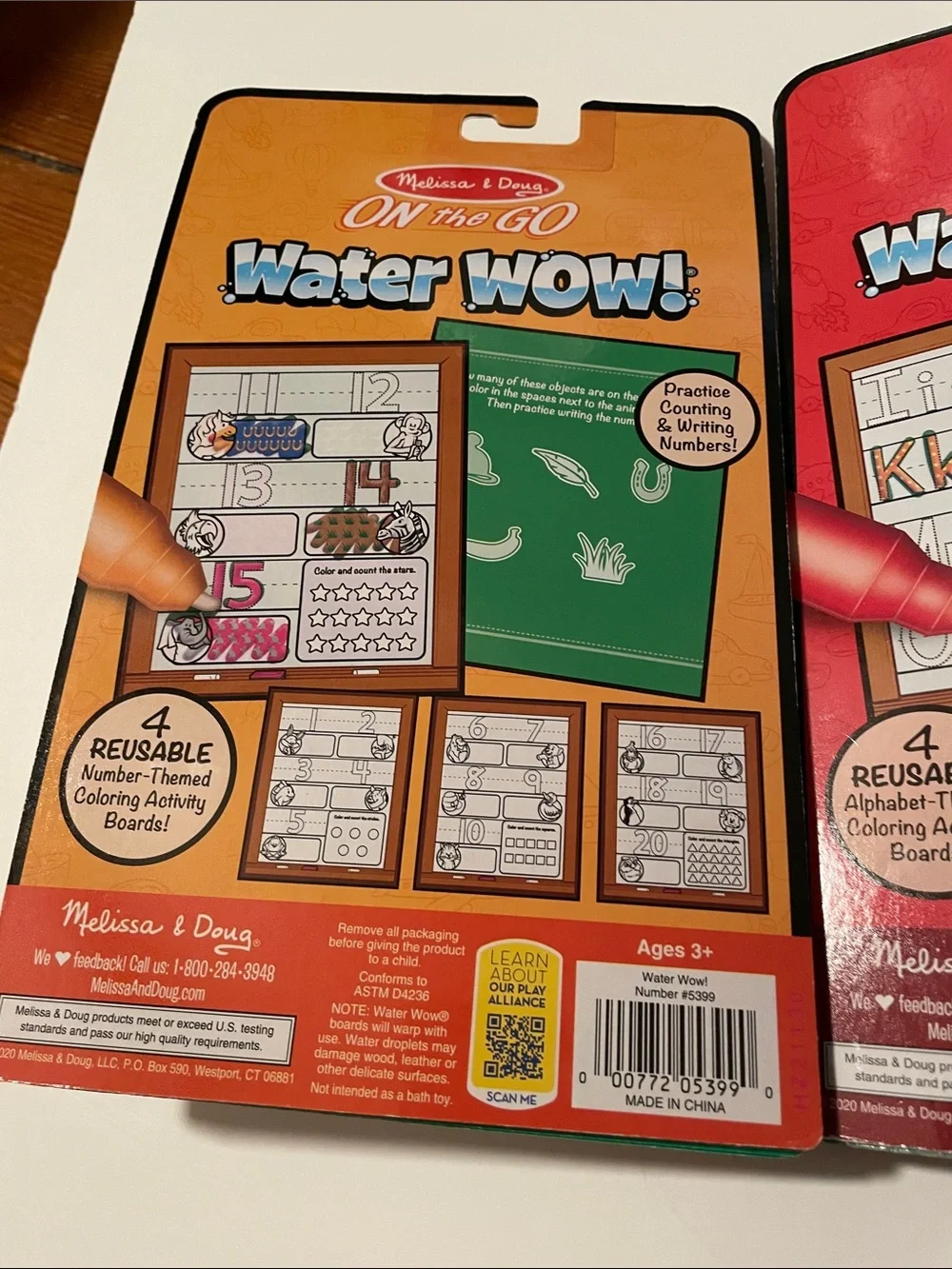 Melissa & Doug On the Go Water Wow Number & Alphabet Water Reveal Pad Set of 2